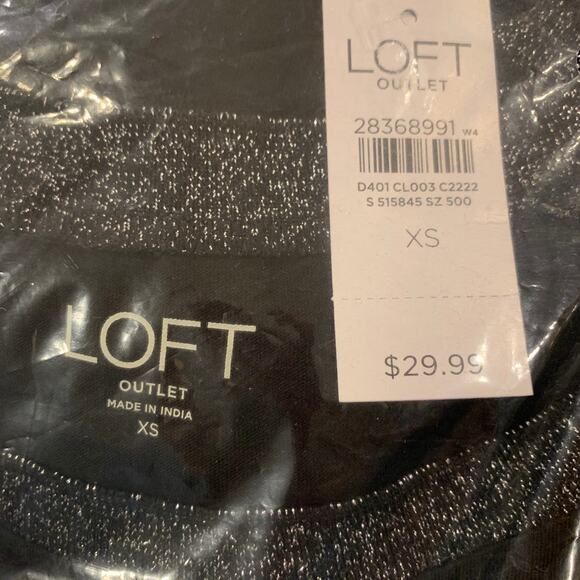 NWT LOFT Black W/Christmas Merry and Bright Graphic Long Sleeve Tee - Picture 8 of 10